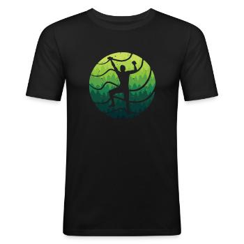 Klettern Freiklettern Kinder Jungen Bouldern - Männer Slim Fit T-Shirt - Schwarz - Vorne - Nik (191cm)
