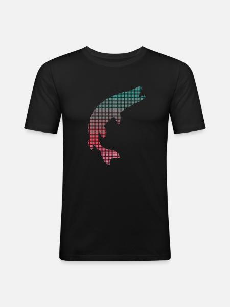 Pike Fishing Pixelated Pike Fishing Angler - Men's Slim Fit T-Shirt - black