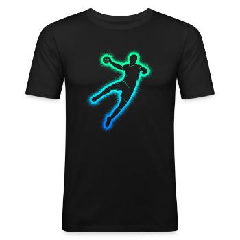 Handballspieler Handballer Kinder Herren Handball - Männer Slim Fit T-Shirt - Schwarz - Vorne - Nik (191cm)