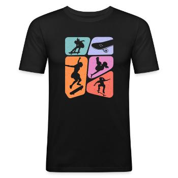 Skateur Skateur Skateur Skateboard Fille - T-shirt près du corps Homme - noir - Devant - Nik (191cm)