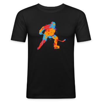 Joueurs de hockey sur glace Enfants colorés Joueurs de hockey sur glace - T-shirt près du corps Homme - noir - Devant - Nik (191cm)