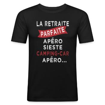 retraite parfaite sieste camping car apero - T-shirt près du corps Homme - noir - Devant - Nik (191cm)