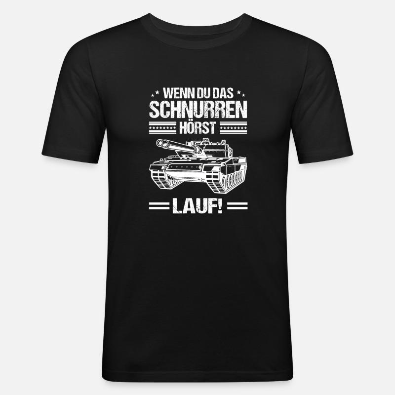 Panzerfahrer Deutsche Raubkatzen Panzer - Männer Slim Fit T-Shirt - Schwarz