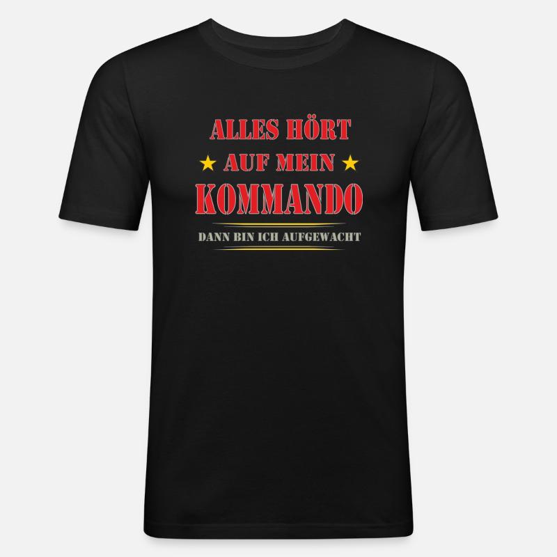 MEIN KOMMANDO - Männer Slim Fit T-Shirt - Schwarz