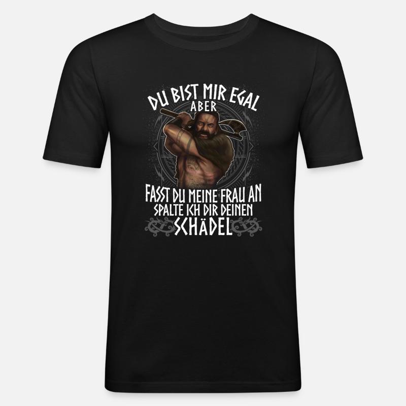 Wikinger - Schädel - Männer Slim Fit T-Shirt - Schwarz