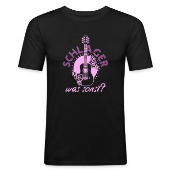 Schlager was sonst Schlagermusik Schlagerparty - Männer Slim Fit T-Shirt - Schwarz - Vorne - Nik (191cm)