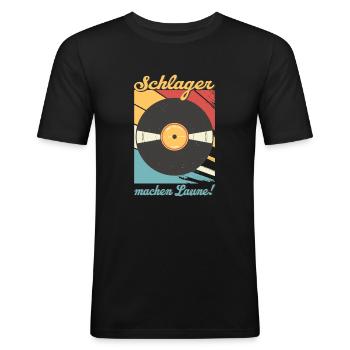 Schlager machen Laune Schlagermusik Schlagerparty - Männer Slim Fit T-Shirt - Schwarz - Vorne - Nik (191cm)