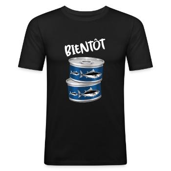 Tonton humour jeu de mot drôle pour futur oncle - T-shirt près du corps Homme - noir - Devant - Nik (191cm)