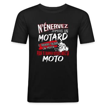 moto cadeau humour motard - T-shirt près du corps Homme - noir - Devant - Nik (191cm)