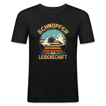 Schnupftabak Schnupfer Schnupfen Priiis - Männer Slim Fit T-Shirt - Schwarz - Vorne - Nik (191cm)