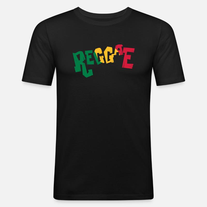 Reggae Musik - Männer Slim Fit T-Shirt - Schwarz