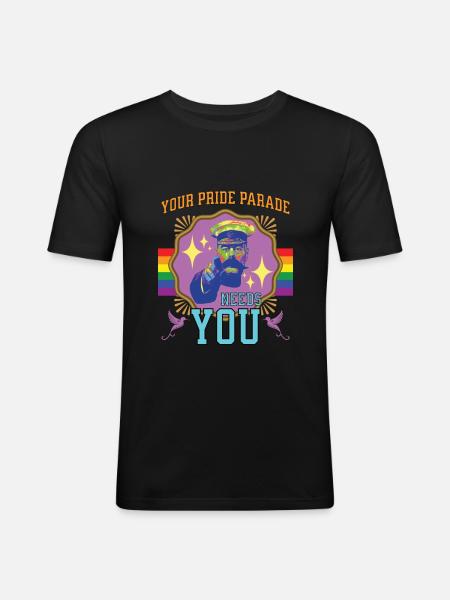 Your Pride parade needs you - Men's Slim Fit T-Shirt - black