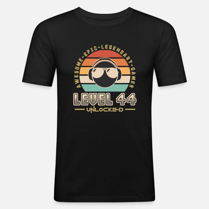 Stufe 44 - Männer Slim Fit T-Shirt - Schwarz