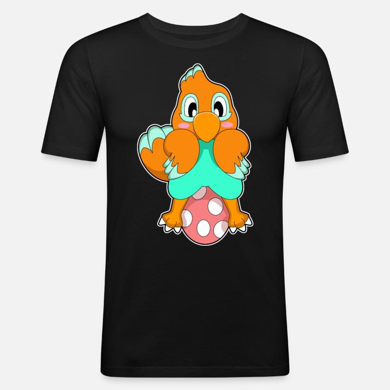 Papagei Ei - Männer Slim Fit T-Shirt - Schwarz