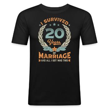 J’ai survécu à 20 ans de mariage - T-shirt près du corps Homme - noir - Devant - Nik (191cm)
