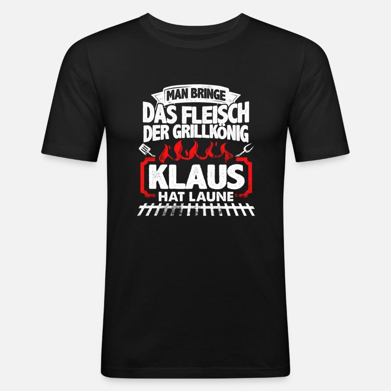 KLAUS - Grill - Männer Slim Fit T-Shirt - Schwarz