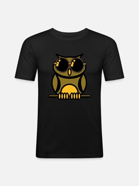 OWL sunglasses - Men's Slim Fit T-Shirt - black