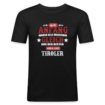 TIROL - DIE BESTEN - Männer Slim Fit T-Shirt - Schwarz - Vorne - Nik (191cm)