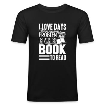 Buch Liebe Bücher lesen - Männer Slim Fit T-Shirt - Schwarz - Vorne - Nik (191cm)