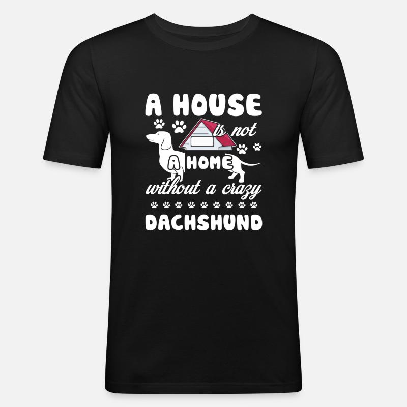 Maison de teckel sans teckel - T-shirt près du corps Homme - noir