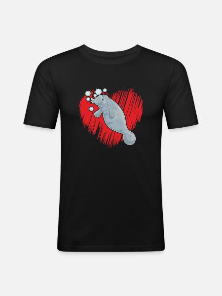 Manatee Love Manatee - Men's Slim Fit T-Shirt - black