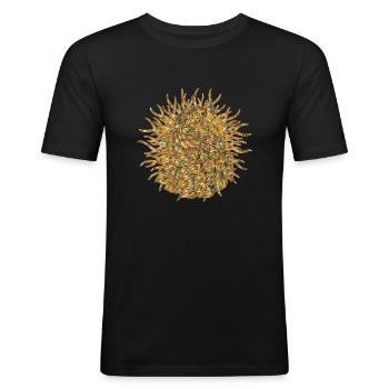 Pfau geometrische Hemden - Männer Slim Fit T-Shirt - Schwarz - Vorne - Nik (191cm)