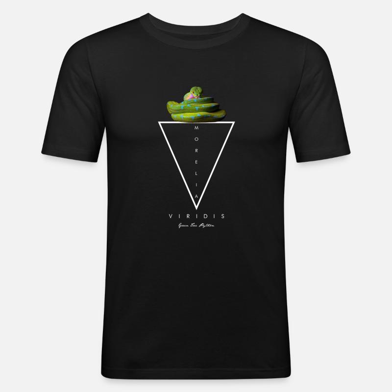 Green Tree Python Modern Geometric - Men's Slim Fit T-Shirt - black