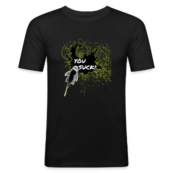 Vous sucez pleco keeper sucker fish - T-shirt près du corps Homme - noir - Devant - Nik (191cm)