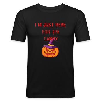 Terrible inscription on holloween. I like candy. - Men's Slim Fit T-Shirt - black - Front - Nik (191cm)