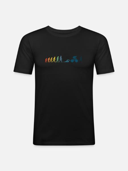 Triathlon Laufen Triathleten Wettkampf Evolution - Männer Slim Fit T-Shirt - Schwarz