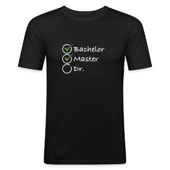 Master Abschluss Doktorand Checkliste Doktoren - Männer Slim Fit T-Shirt - Schwarz - Vorne - Nik (191cm)