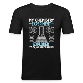 Expérience d’un chimiste chimiste - T-shirt près du corps Homme - noir - Devant - Nik (191cm)