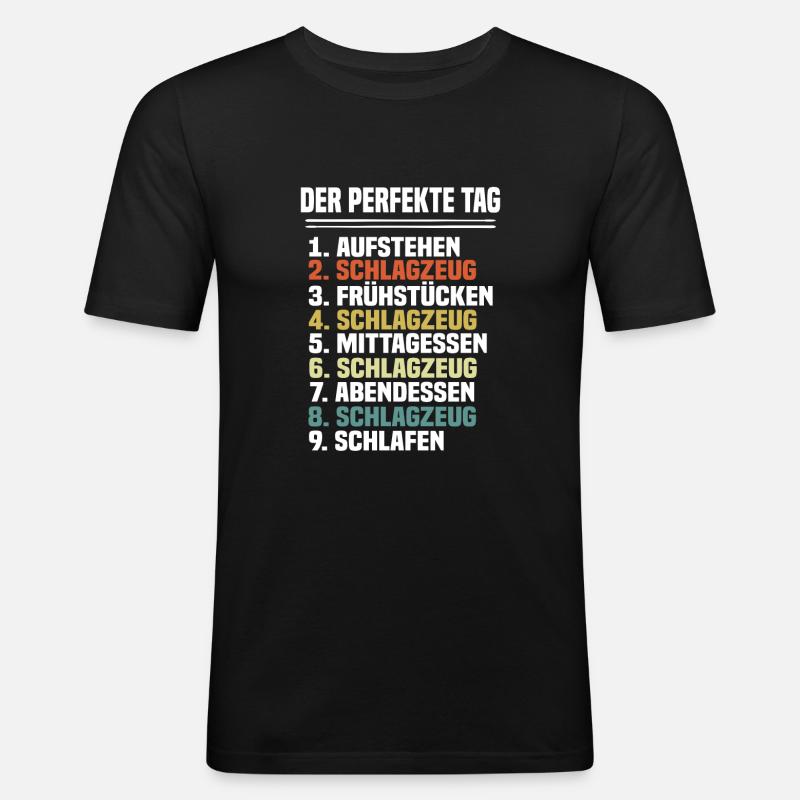 Schlagzeug - Männer Slim Fit T-Shirt - Schwarz