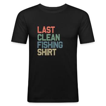 Letztes sauberes Angel Shirt Angeln - Männer Slim Fit T-Shirt - Schwarz - Vorne - Nik (191cm)