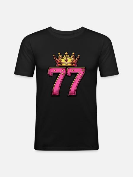 77 Number Krone - Men's Slim Fit T-Shirt - black