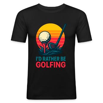 Golfing Retro Sonnenuntergang - Männer Slim Fit T-Shirt - Schwarz - Vorne - Nik (191cm)