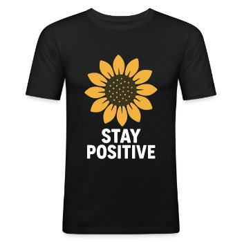 Sunflower Stay Positive Design - Men's Slim Fit T-Shirt - black - Front - Nik (191cm)