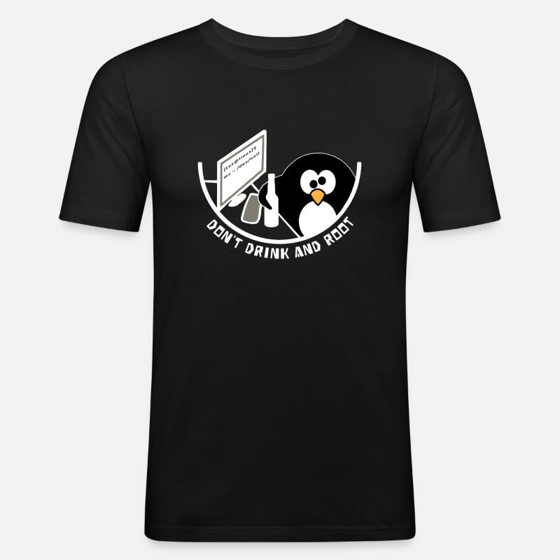 Betrunkener Administrator /dev/null - Männer Slim Fit T-Shirt - Schwarz