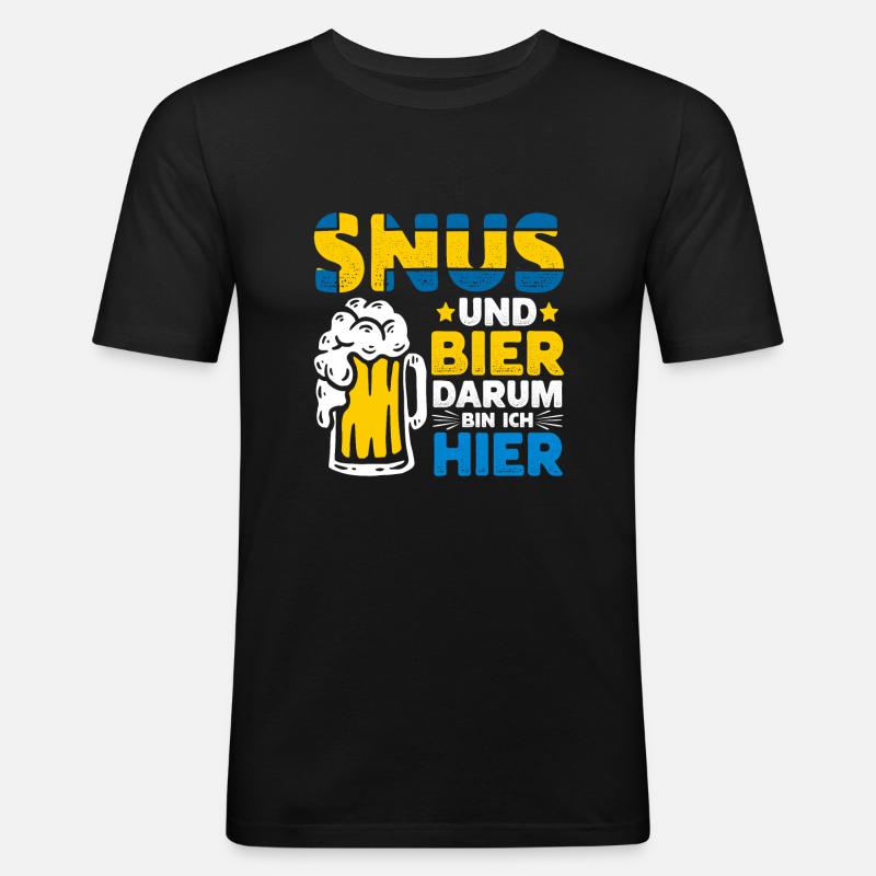 Snus Tabak Nikotin - Männer Slim Fit T-Shirt - Schwarz