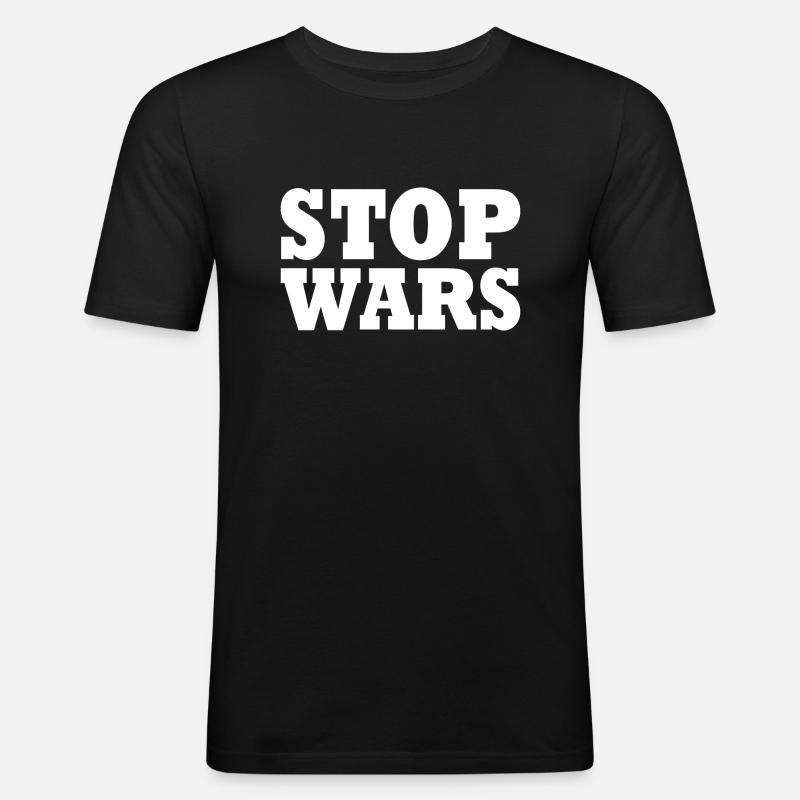 Stop wars - Männer Slim Fit T-Shirt - Schwarz