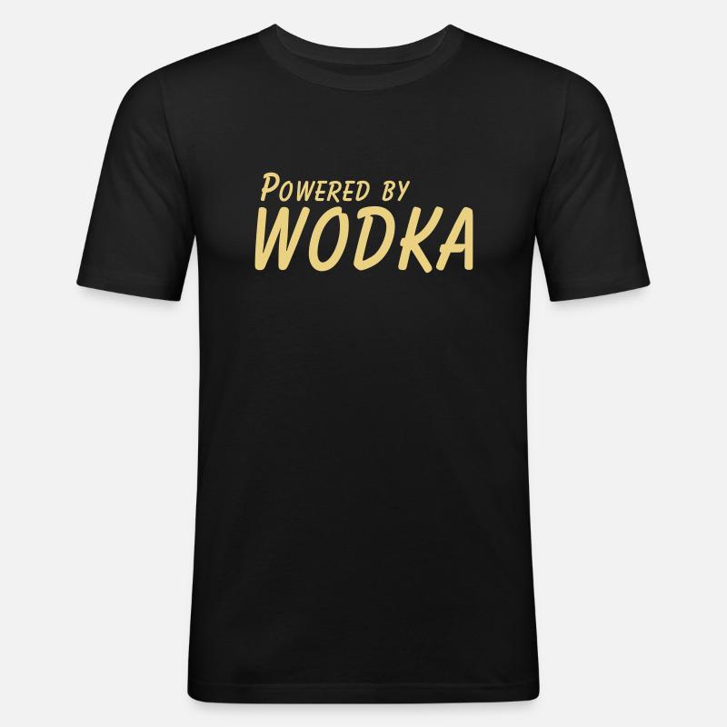 powered by wodka - Männer Slim Fit T-Shirt - Schwarz