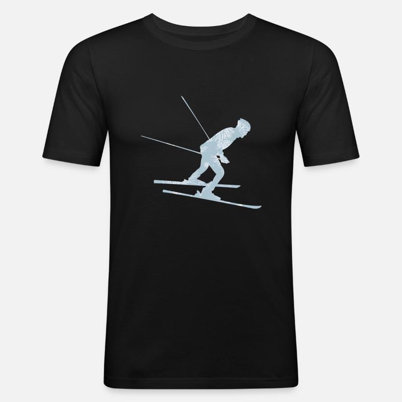 Ski - Männer Slim Fit T-Shirt - Schwarz