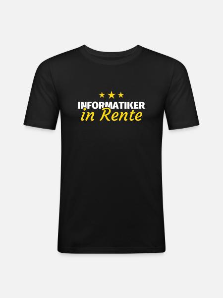 Informatiker Rente - Männer Slim Fit T-Shirt - Schwarz