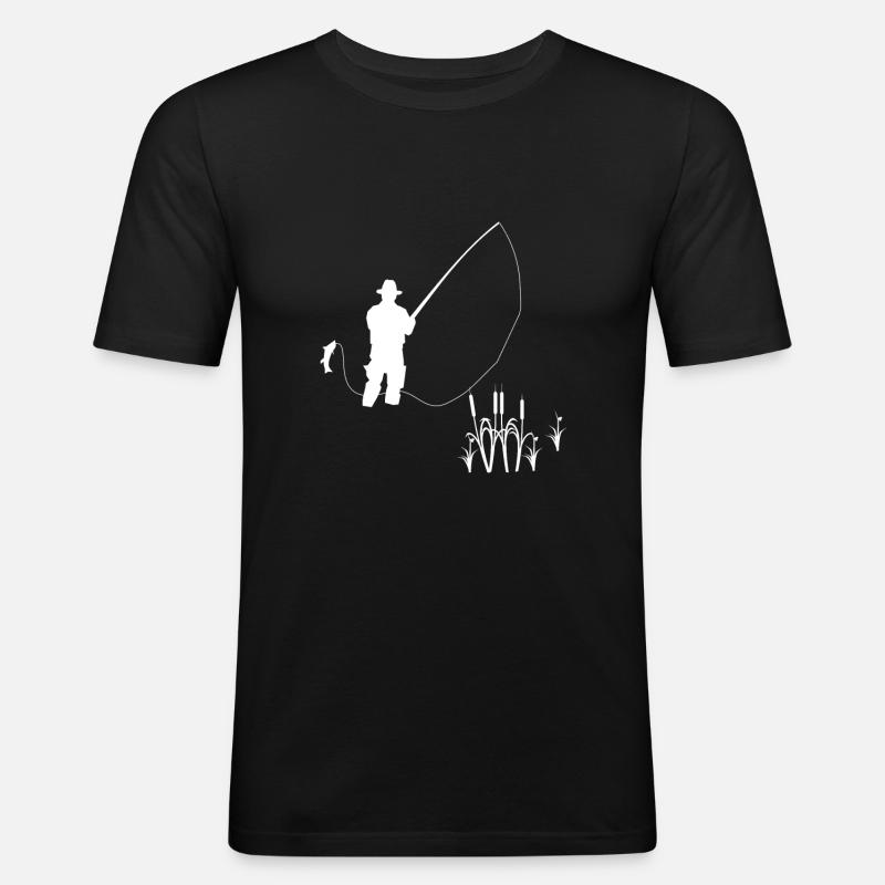 Fischen Fischer See - Männer Slim Fit T-Shirt - Schwarz