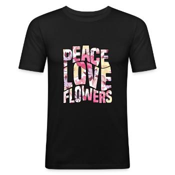 Peace Love Flowers - Men's Slim Fit T-Shirt - black - Front - Nik (191cm)