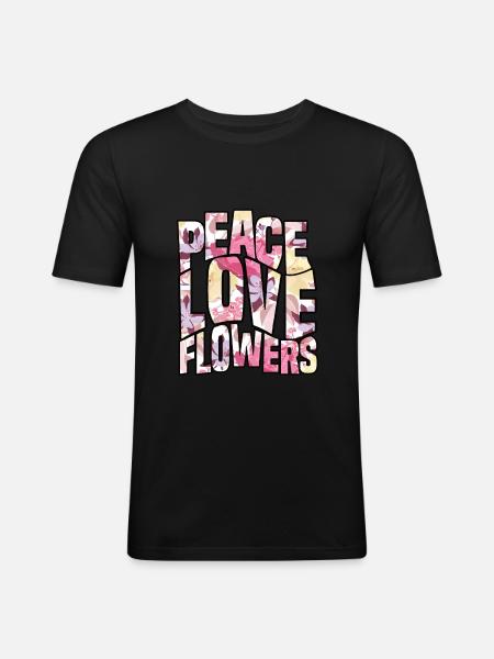 Peace Love Flowers - Men's Slim Fit T-Shirt - black