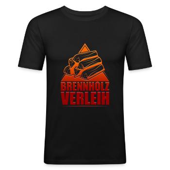 Brennholz Verleih - Männer Slim Fit T-Shirt - Schwarz - Vorne - Nik (191cm)