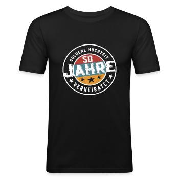 Goldene Hochzeit 50 Jahre verheiratet Hochzeit - Männer Slim Fit T-Shirt - Schwarz - Vorne - Nik (191cm)