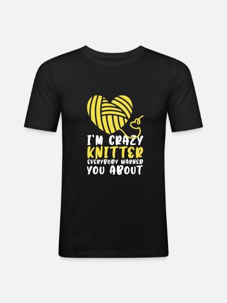 Crazy knitter - Men's Slim Fit T-Shirt - black