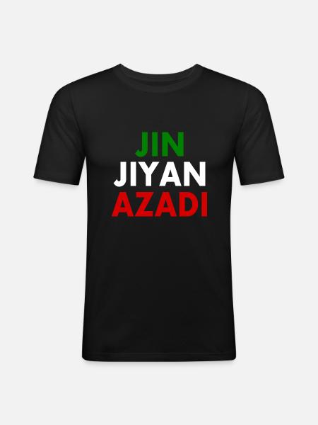 jin jiyan azadi - Men's Slim Fit T-Shirt - black